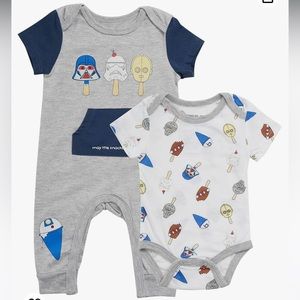 Star Wars Newborn Baby Infant Snap Suit Rompers 2-pack Size 6-9 months